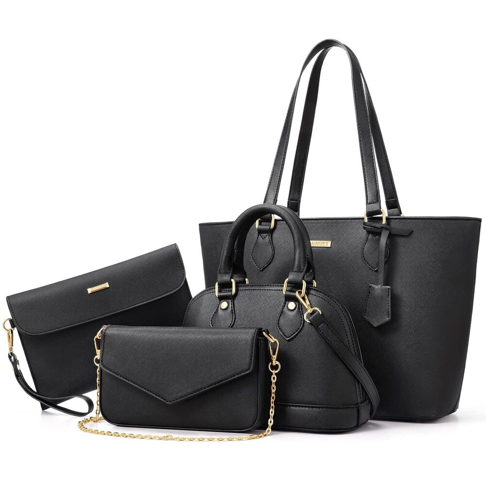 4PCS Women Fashion Handbags Purses Wallet Shoulder Bags Casual Tote Bag